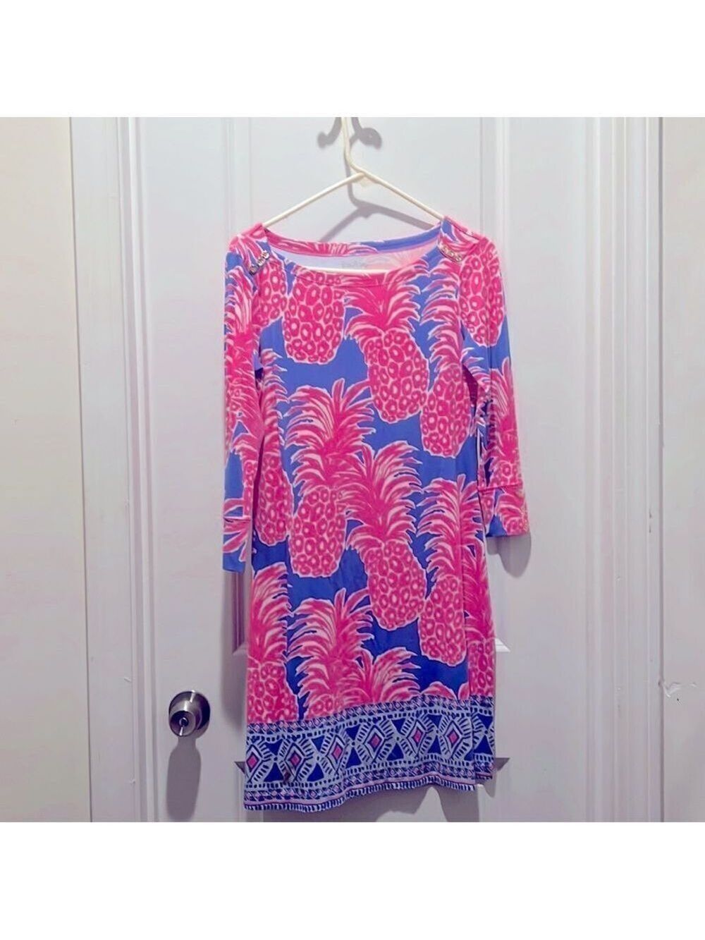 Lily Pulitzer Blue and Pink Pineapple Long Sleeved Dress size small
